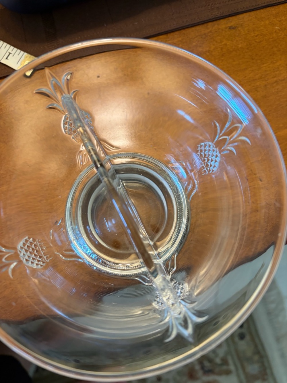 High end vintage Heavy etched glass and sterling silver candy dish - Picture 5 of 7